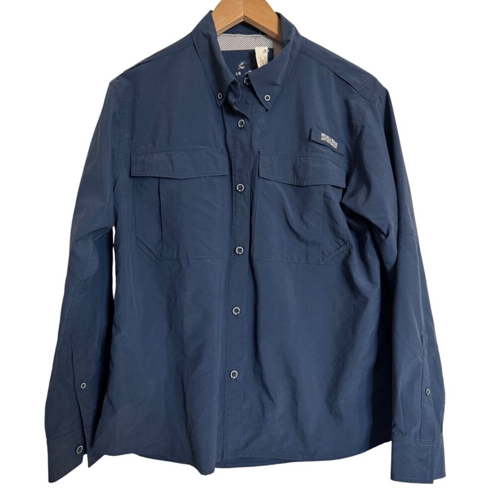World Wide Sportsman Size Large Women’s Nylon Anglers Button Up NWT Navy Blue